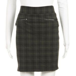 Liverpool Jeans Black Olive Plaid Skirt 12